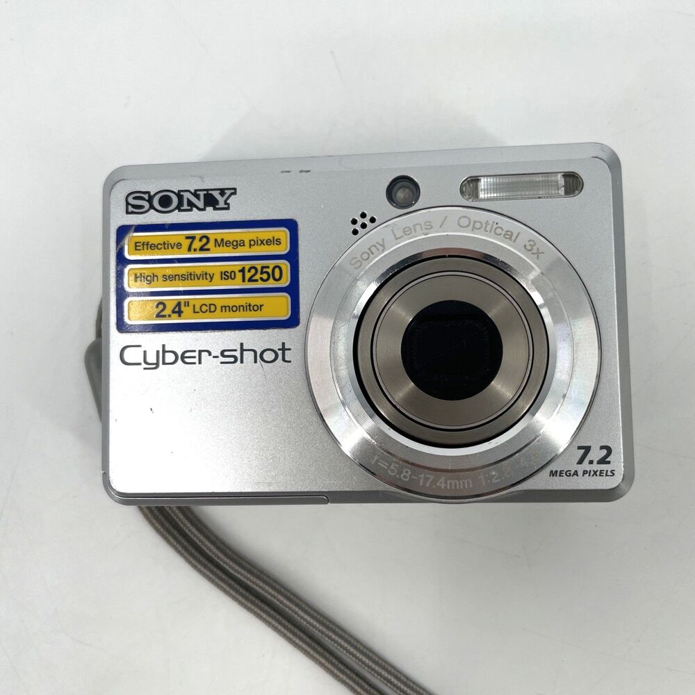 Sony Cyber-shot DSC-S730 Digital Camera 7.2MP Silver Manual Case USB Cable WORKS - Picture 2 of 12